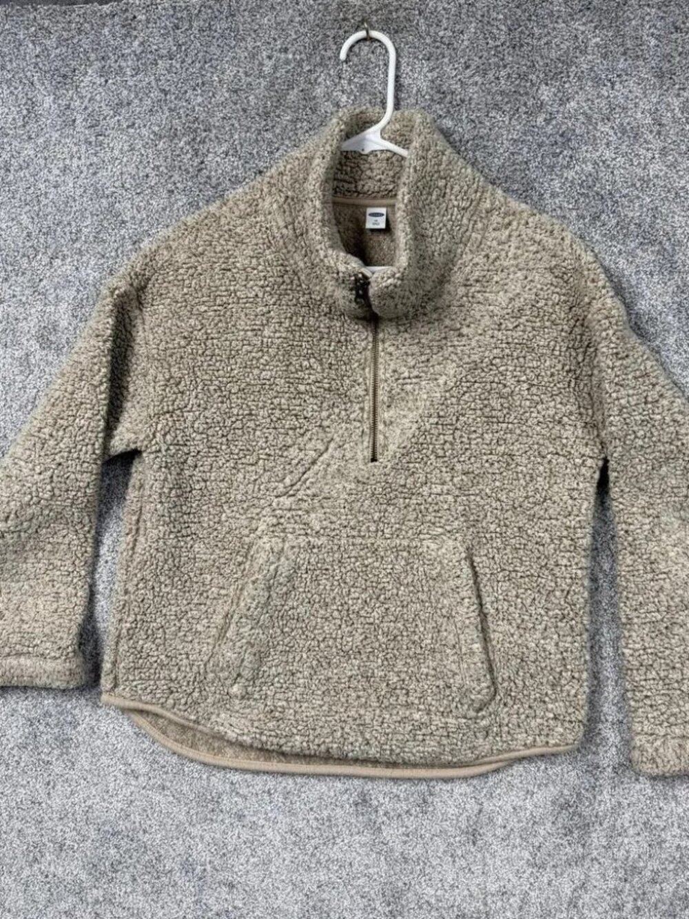 Old Navy Jacket Womens XS Beige Sherpa Fleece Zip Gorpcore Outdoorsy Pullover